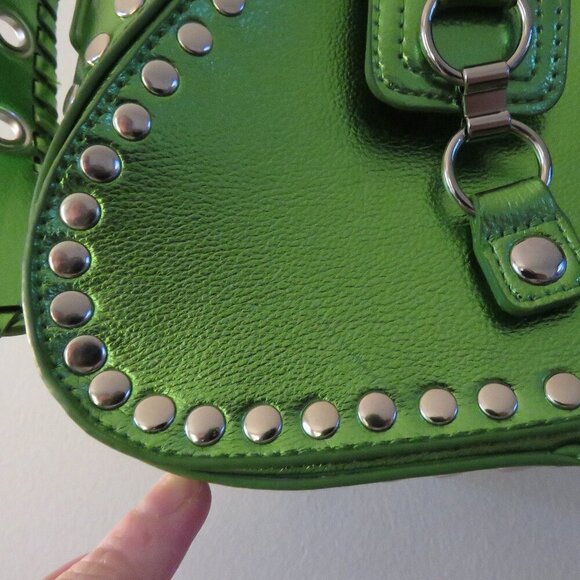 URBAN OUTFITTERS Devon Studded Mini Shoulder Bag in Metallic Green Y2K Glam NWT - Picture 7 of 15